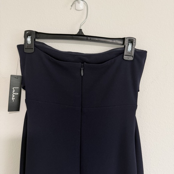 Lulus Own the Night Strapless Maxi Dress Womens Small Navy Blue Bridesmaid Slit - Picture 7 of 11